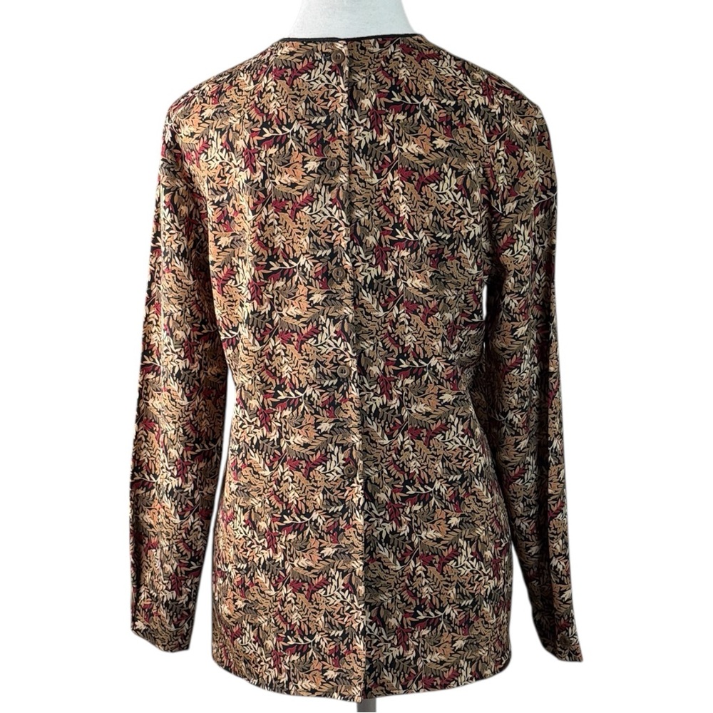 Angelica Vintage 1994 Rayon Blouse Leaf Print USA Made Black Women Sz 2 Career - Picture 4 of 10